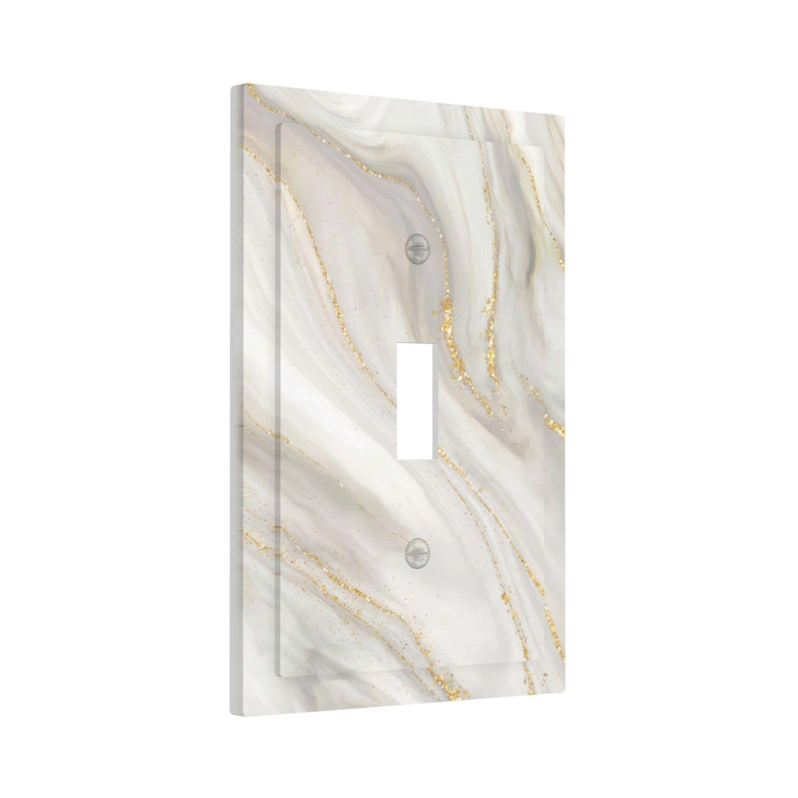 CKHTER White Gray Gold Marble 1 Gang Single 1 Toggle, marble
