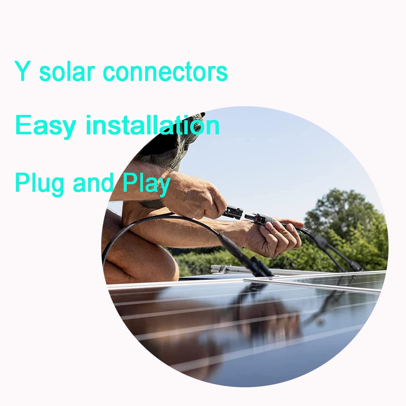 Solar Y Branch Connector 2-to-6 10AWG 45A IP68 MC4 Parallel Cable 30cm Tool-Free