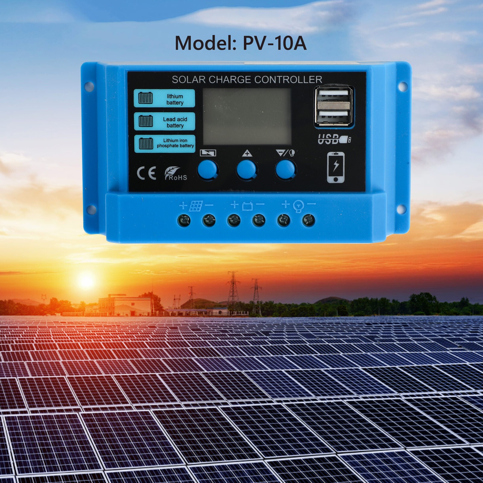 PWM 10A 20A 30A Solar Charge Controller Regulator For Lifepo4 Lead Acid