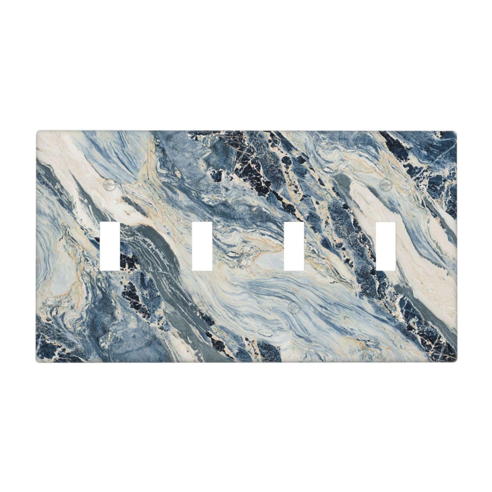 Light Switch Covers Blue Grey Marbling Modern Abstract Design Quad Toggle 4 G…