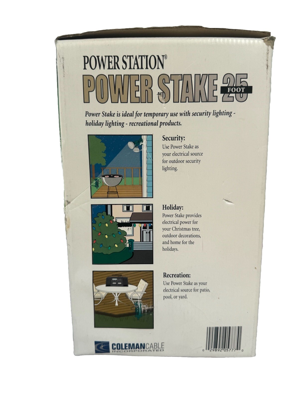 Vintage Old Stock Power Station Power Stake 25 #05777 10amps 125 volts 1250 watt