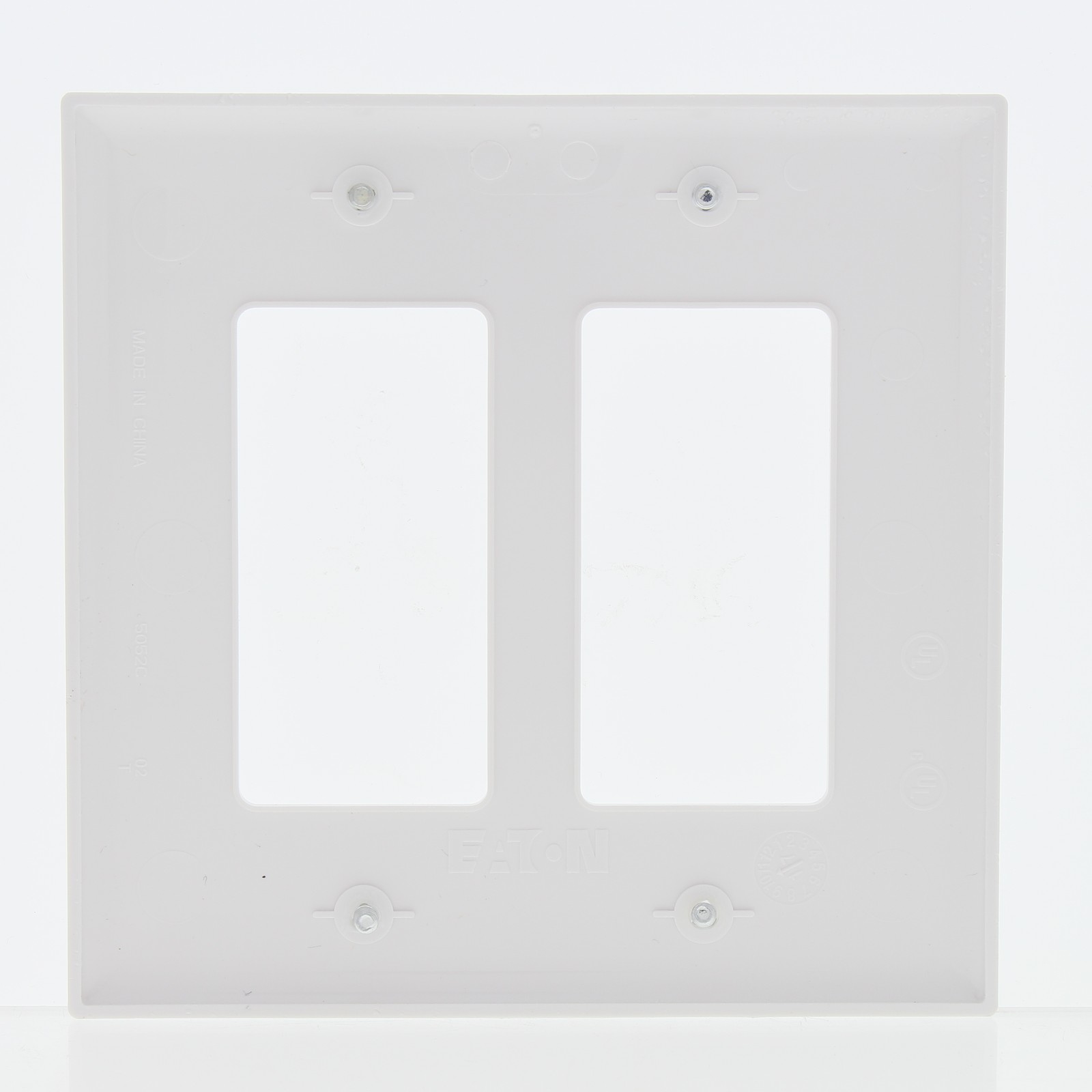 Eaton PJ262W White 2-Gang Decorator GFCI Unbreakable Mid-Size Wallplate Cover