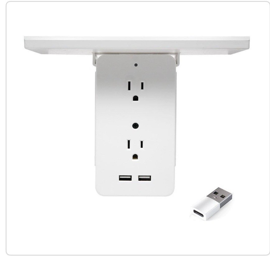 Sharper Image6-Outlet Cordless Wall Extender Socket SHELF