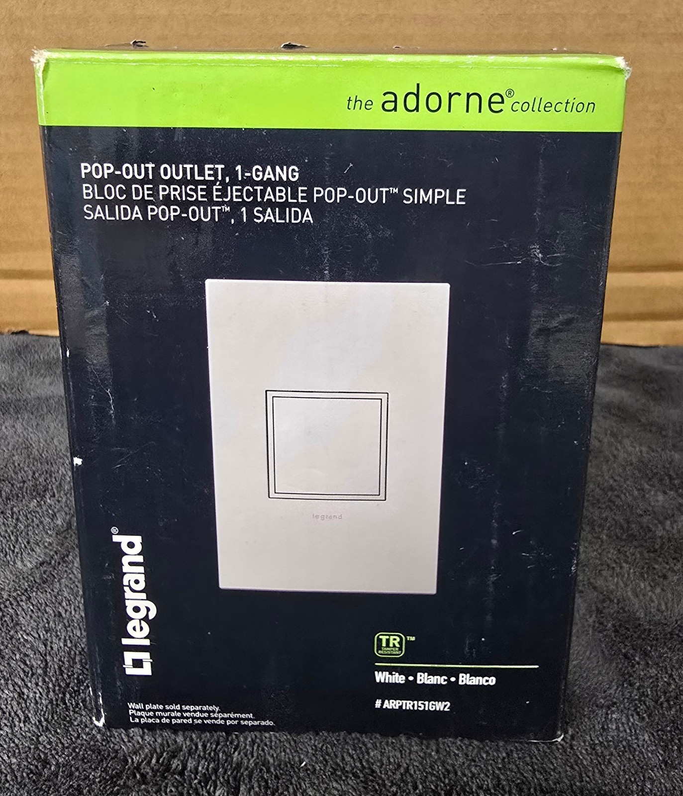 Legrand adorne 15A 1-Gang Pop-Out Outlet -White- with matching wall plate NIB