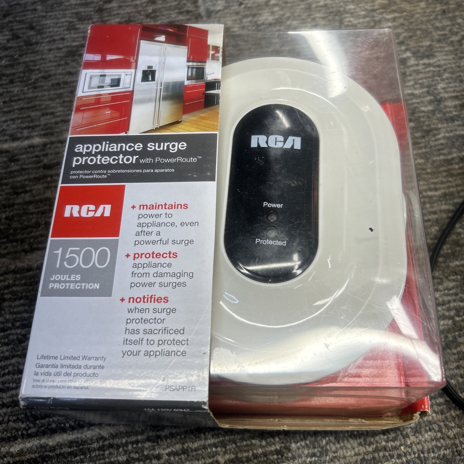 New RCA PSAPP1R Appliance Surge Protector 1500 Joules Alarm 2 Outlet Ship Free