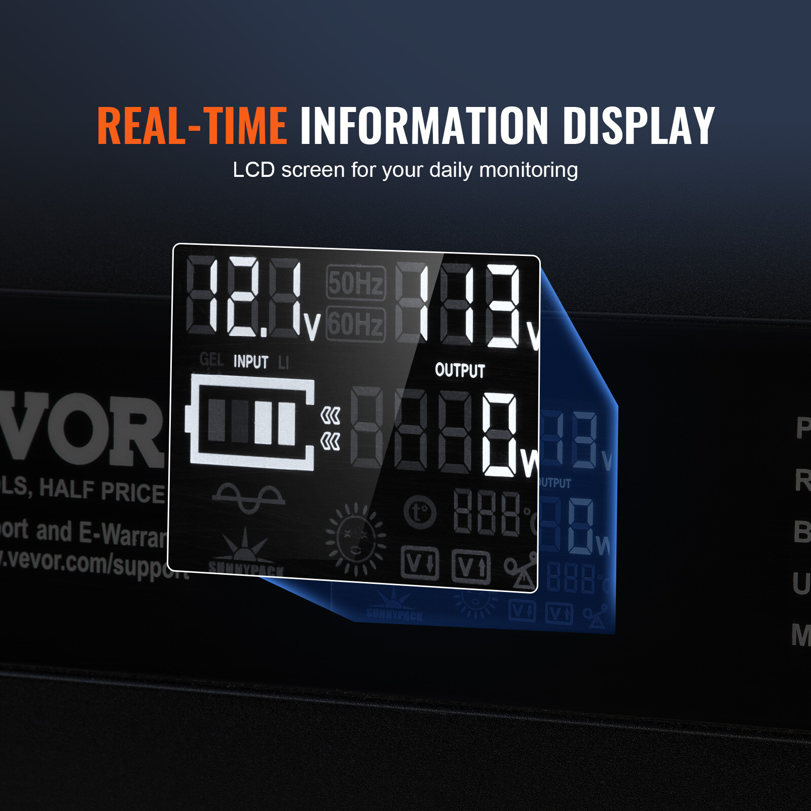 VEVOR Modified Sine Wave Power Inverter 3000W DC12V to AC120V LCD Display CE FCC