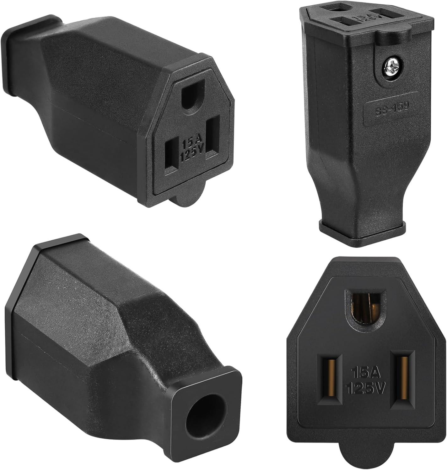 2-Pole, 3 Wire Grounding Plug Male Extension Cord Straight Blade Plug