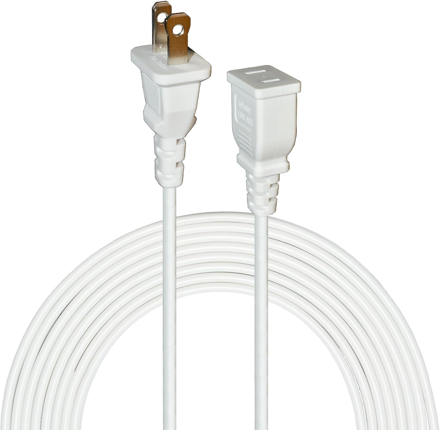 15FT White 2-Prong Extension Cord for Indoor and Outdoor Use