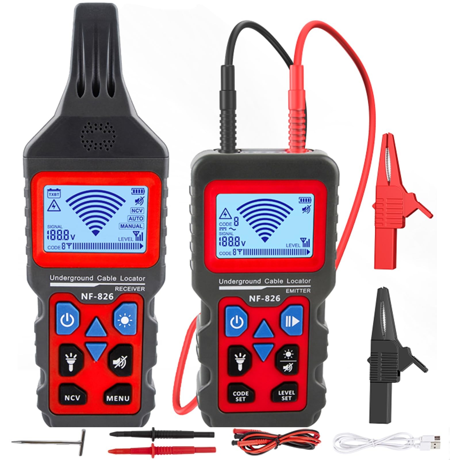NOYAFA NF-826 Underground Cable Locator Wire Tracker, for Dog Fence Black