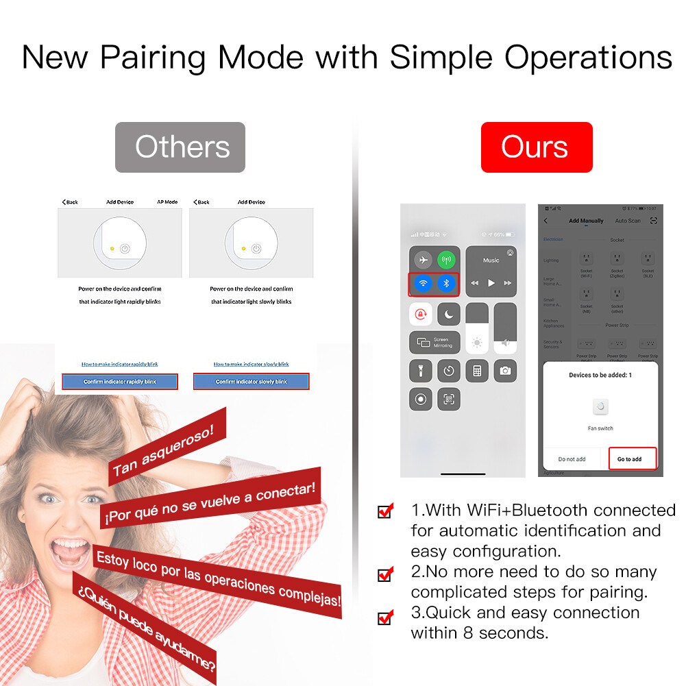 MOES Smart Ceiling Fan Light Switch WiFi RF Wall Touch Panel Alexa Google APP