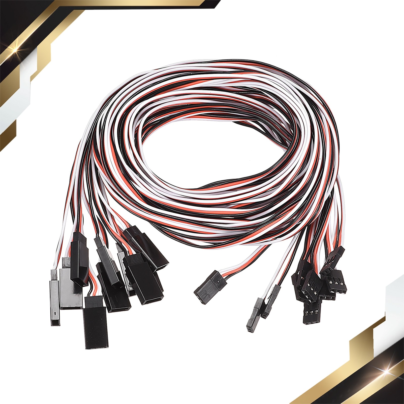 10Pcs 3Pin Servo Extension Cable Connector Wire Male to Female 22AWG 30-Cores