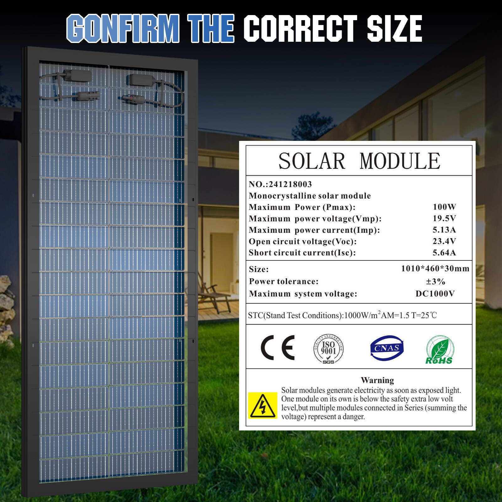 RVPOZWER 100W 200W 300W 400W 500W 1000W Bifacial Solar Panel 12V Mono Home Power