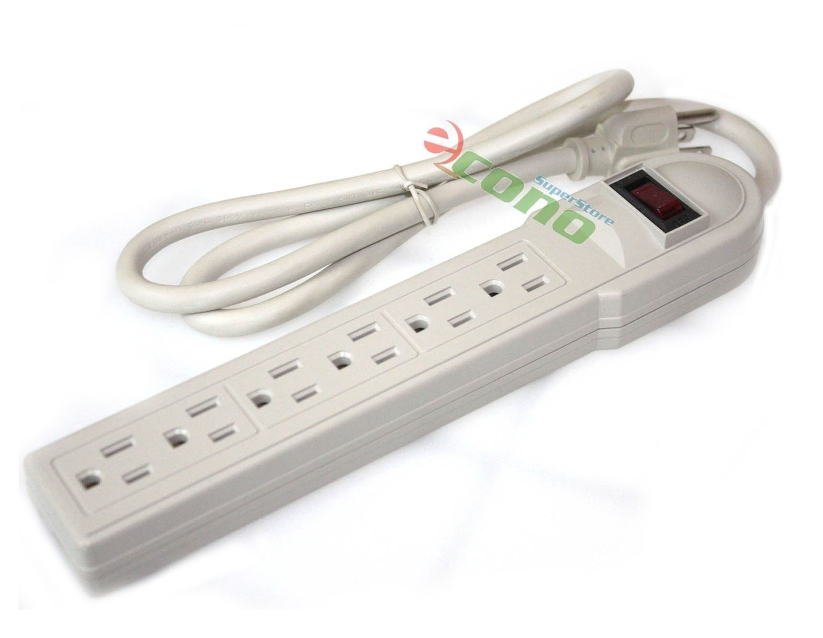 3FT 6 Outlet Power Strip Surge Protector AC125V 15A 60hz Plug AC Wall UL Listed