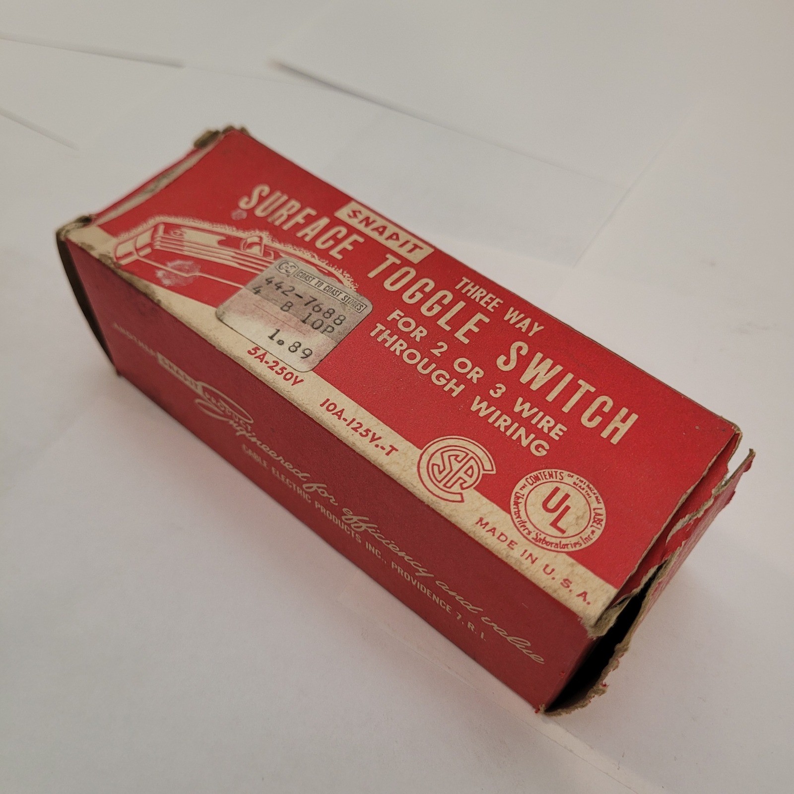 Snapit Surface Toggle Switch Three Way Brown Bakelite Vintage NOS 442-7688
