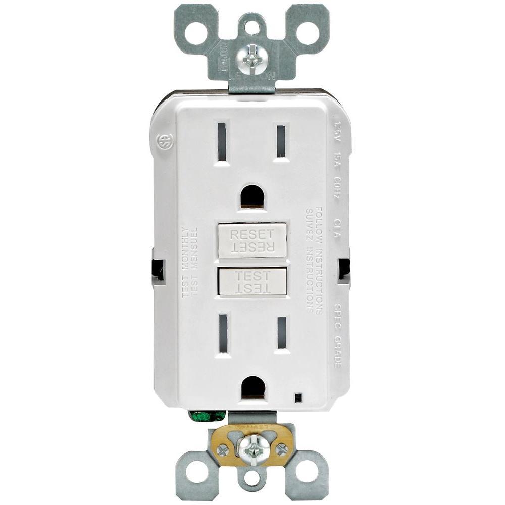 Leviton SmartLockPro GFCI Outlet 15A-125V Slim Tamper Resistant White GFTR1-3W