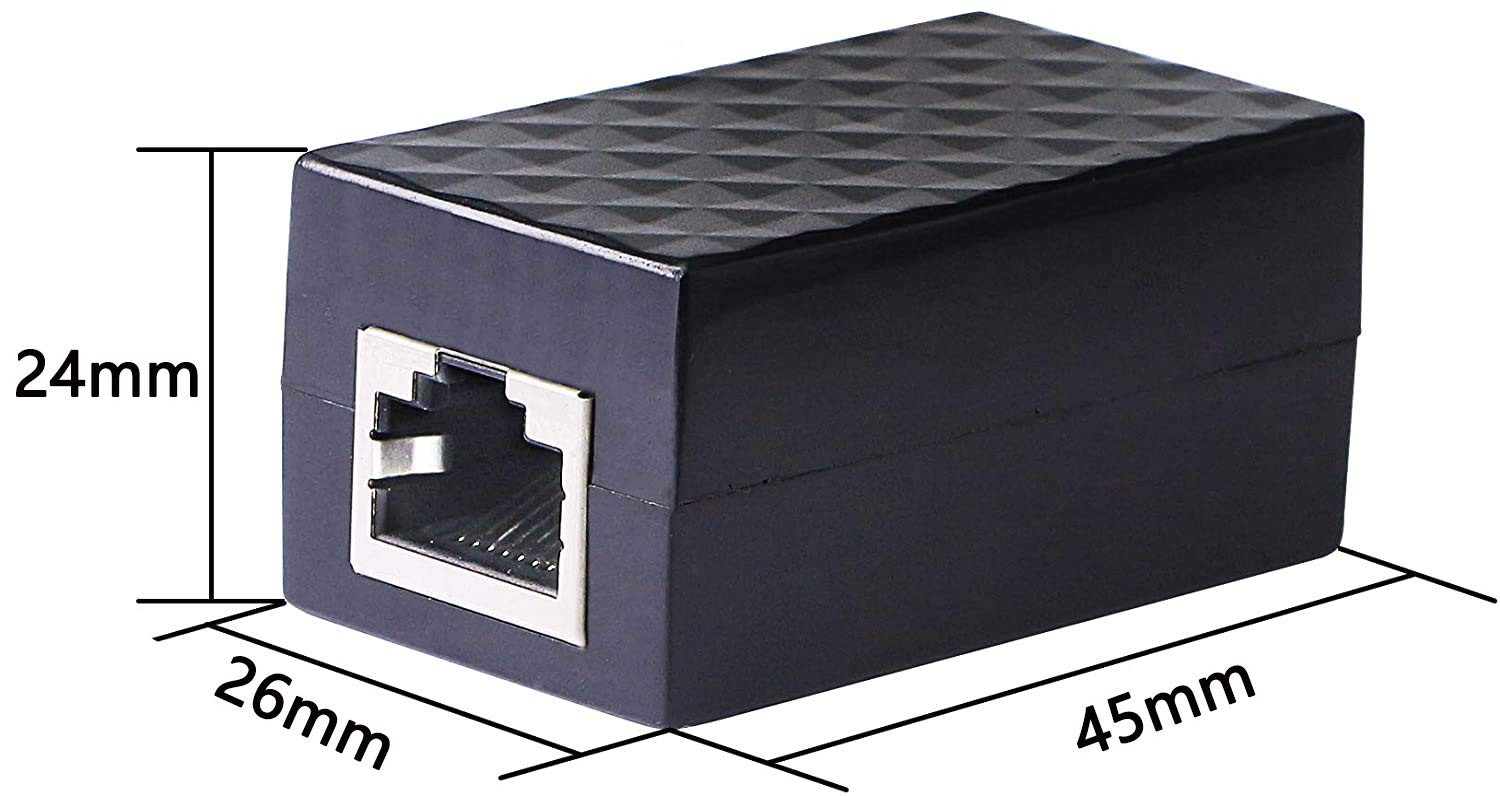 CERRXIAN Ethernet Surge Protector RJ45 Coupler Female to Network black
