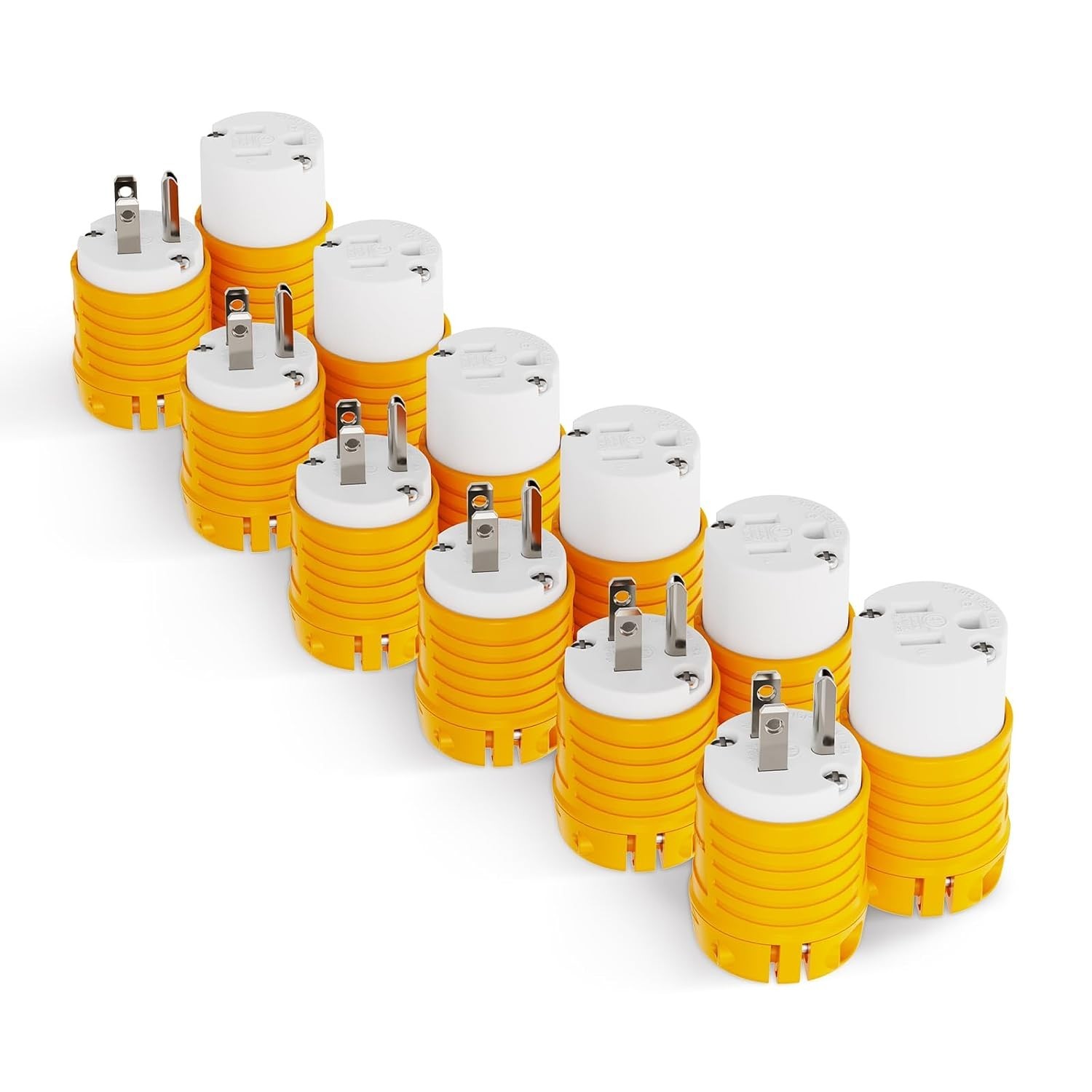 RVGUARD Extension Cord Ends Male and Female Plug, 15Amp 125Volt Heavy Duty 6 Set