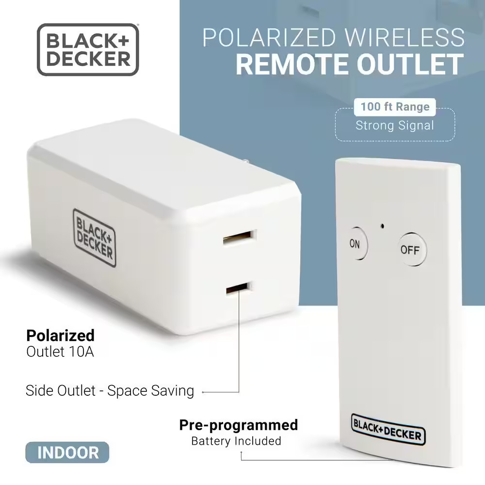 1 Amp to 10 Amp 1-Outlet Plug-In Indoor Wireless Remote Control System with 1 Sm