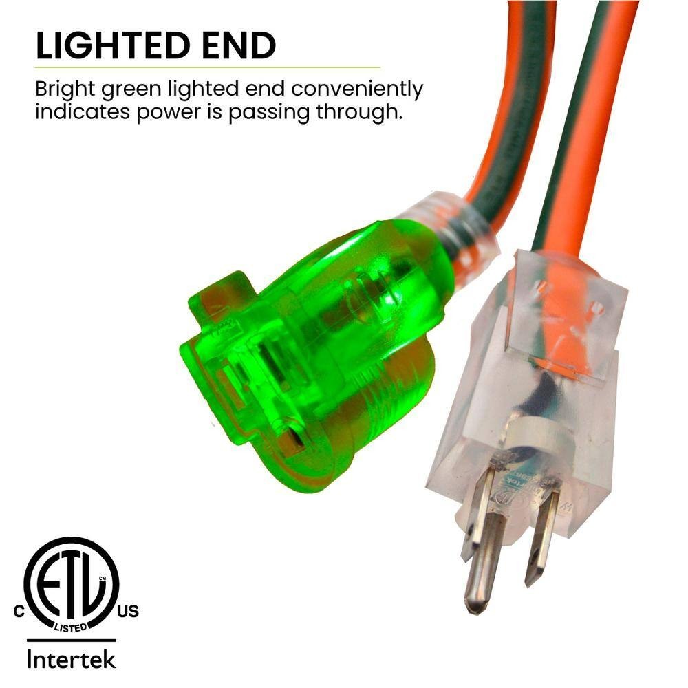 GoGreen Power 25 ft Extension Cord 16/3 SJTW Outdoor Heavy Duty Lighted Ends