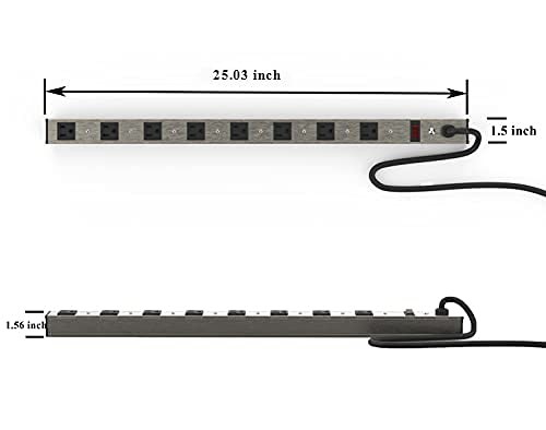 8 Outlets Surged Aluminum Alloy Heavy Duty Metal Socket Power Strip 6foot Long E