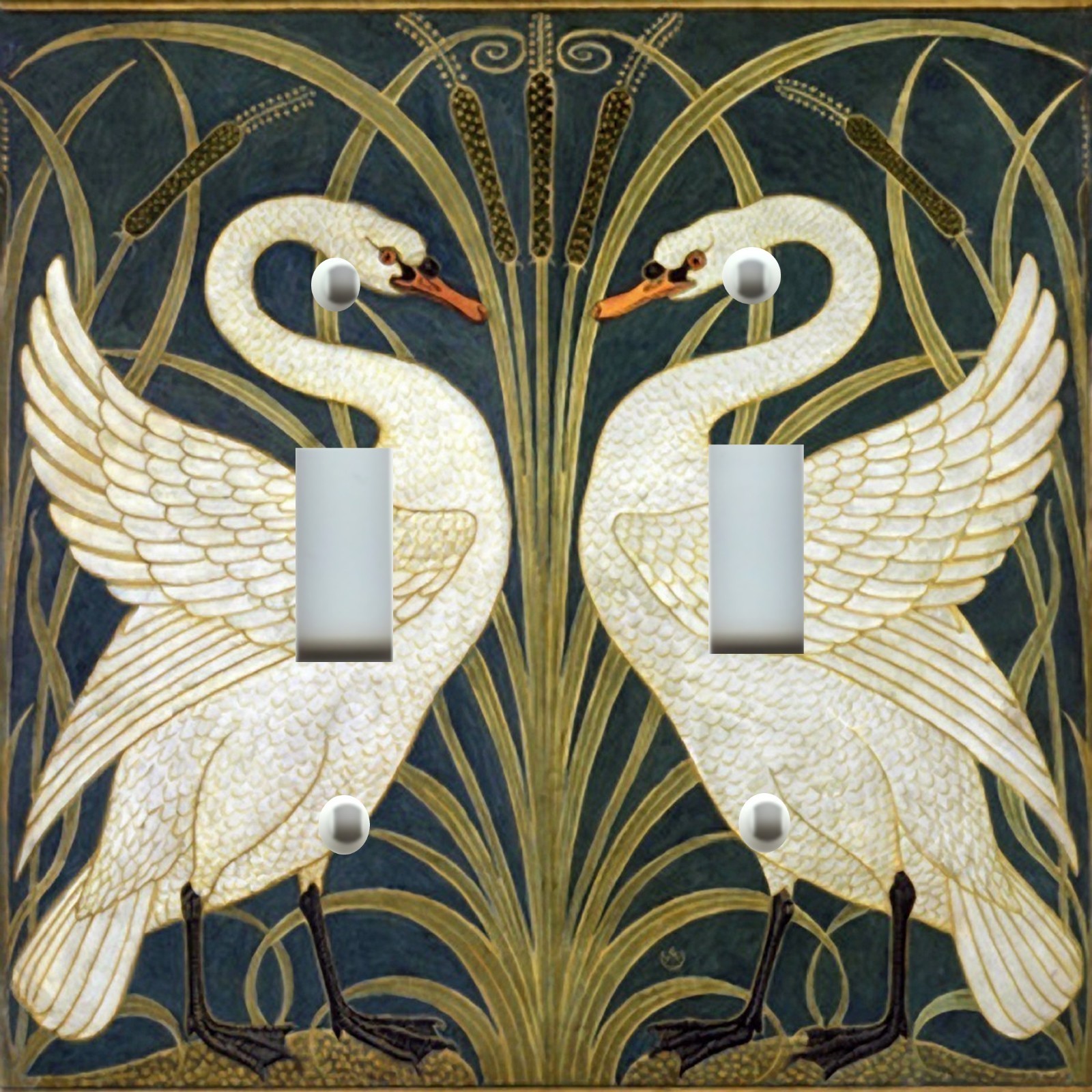 BEAUTIFUL LOVE SWANS LIGHT SWITCH OUTLET WALL PLATE RETRO NOUVEAU ART ROOM DECOR