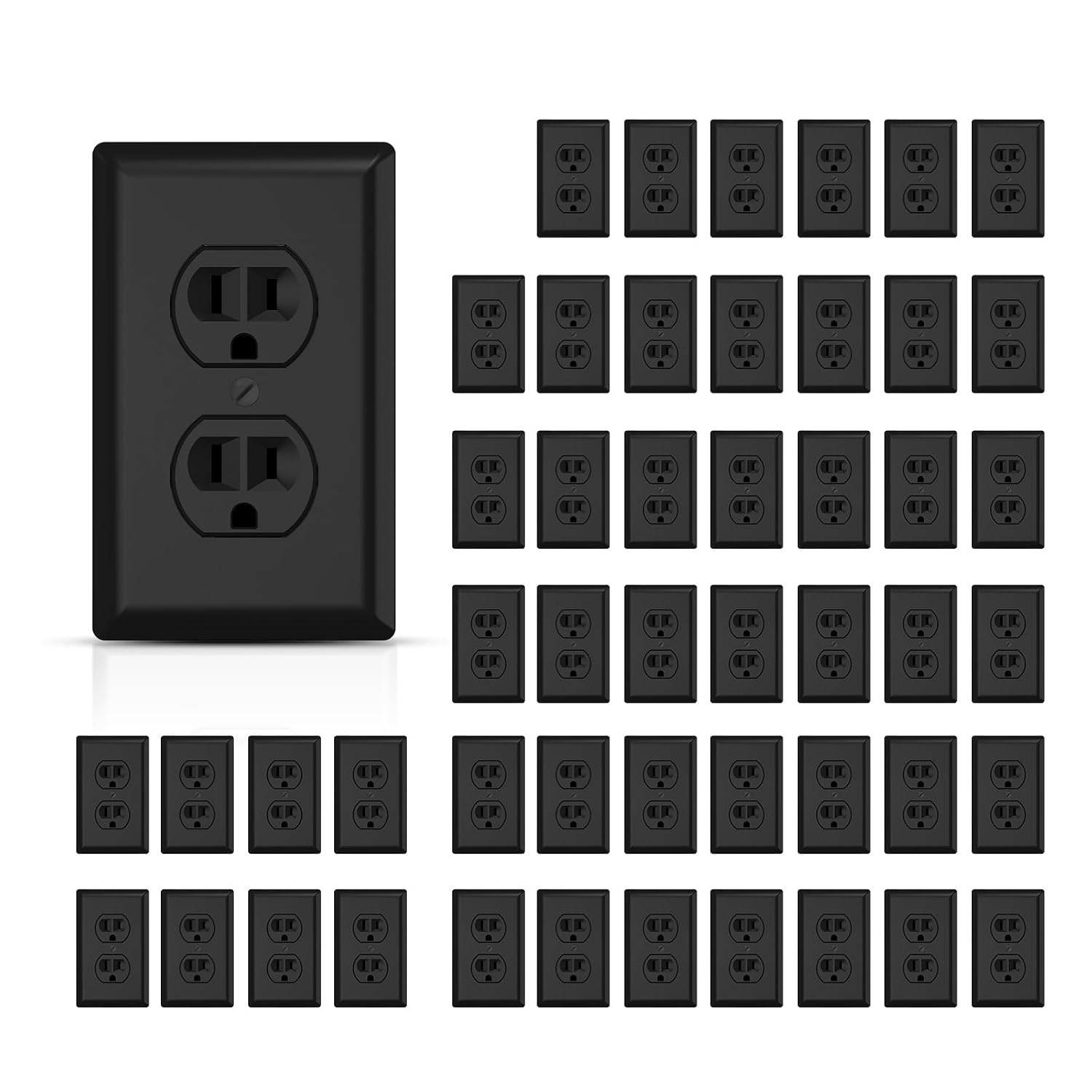 50 Pack Duplex Receptacle Outlets, 15A Standard Electrical Wall Receptacle