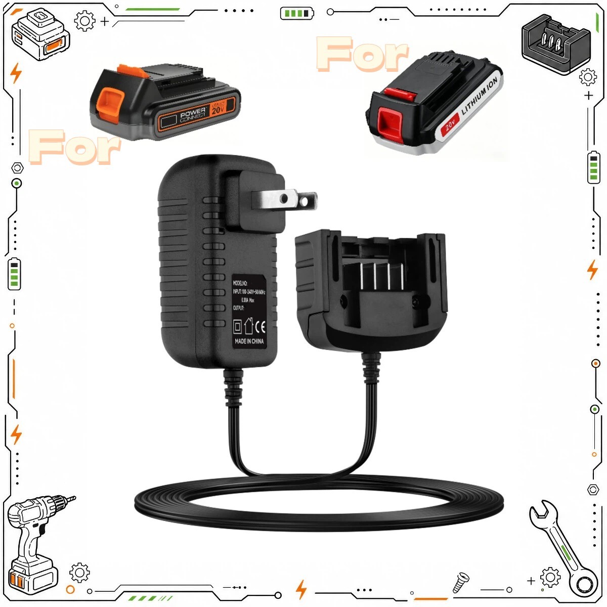 20v Charger Compatible with Black and Decker LBXR2020 LCS1620 BDCAC202B LCS1620B