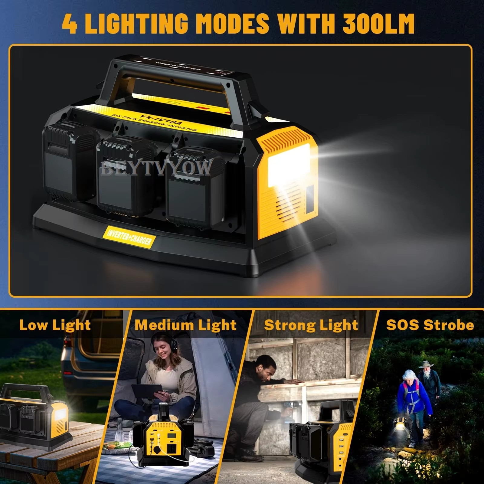 1000W Power Inverter 6A Battery Charger Compatible with Dewalt 20V Li-ion Batter