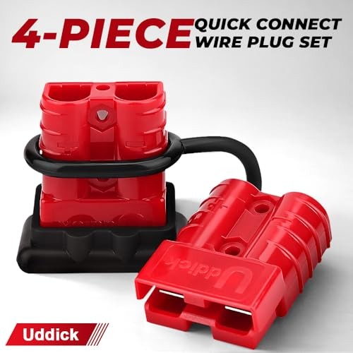 4PCS 50A 6-10 Gauge Battery Cable Quick 4PCS 10AWG With 2Covers red