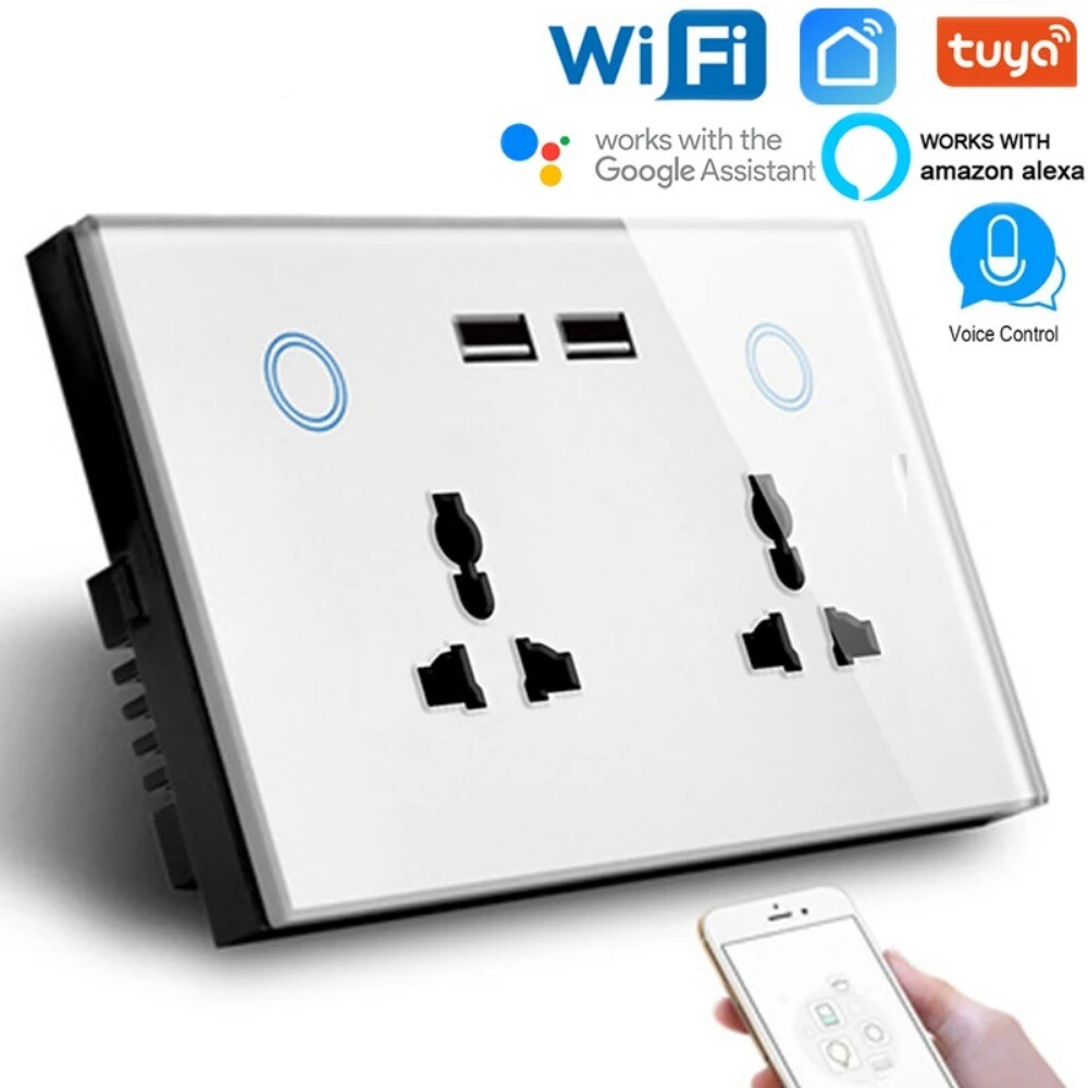 New Tuya Wifi Smart Life USB Type C Wall Socket Universal Electrical Plug Outlet