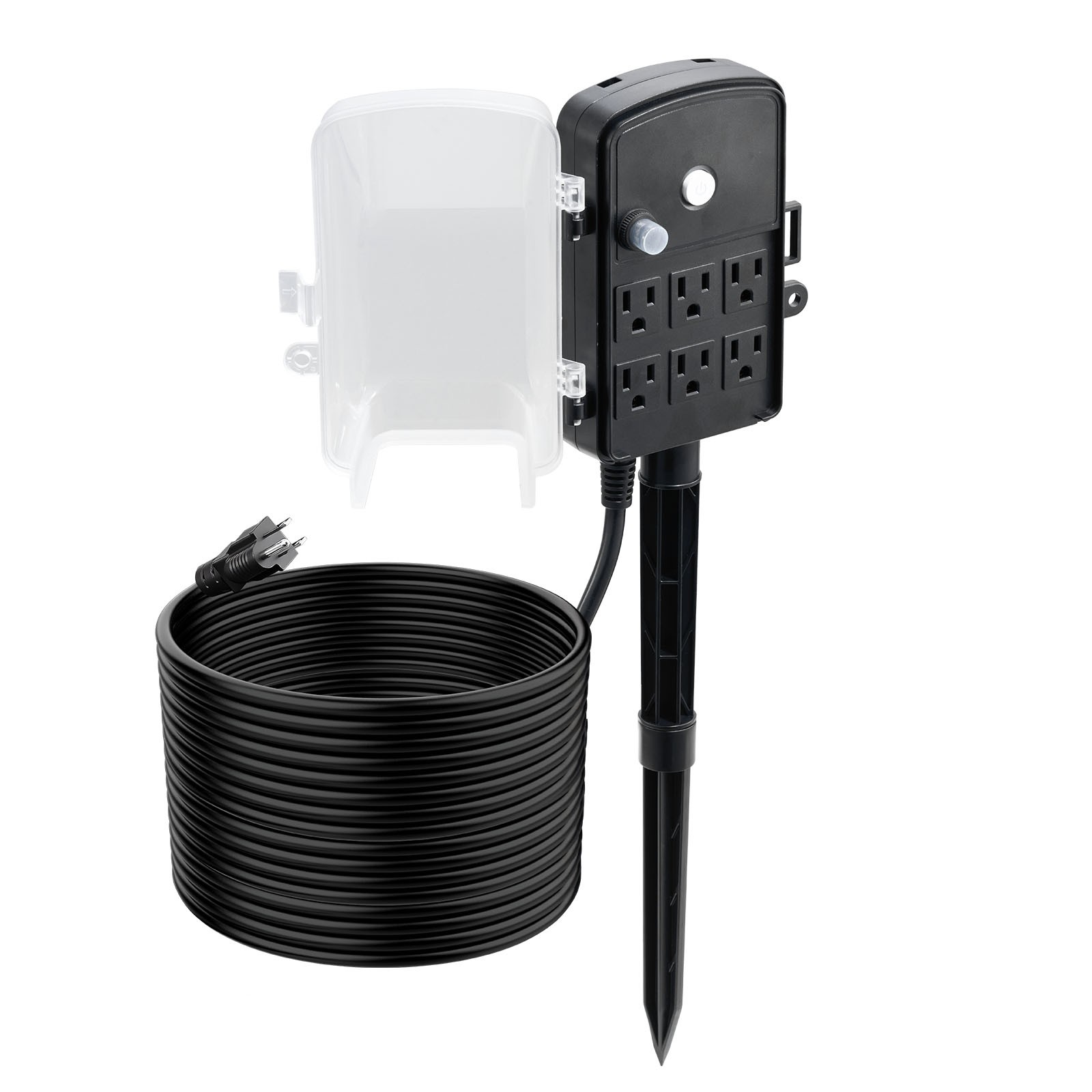 Uimoso Outdoor Power Stake with 6 Outlets and 50 FT Weatherproof Extension Cord