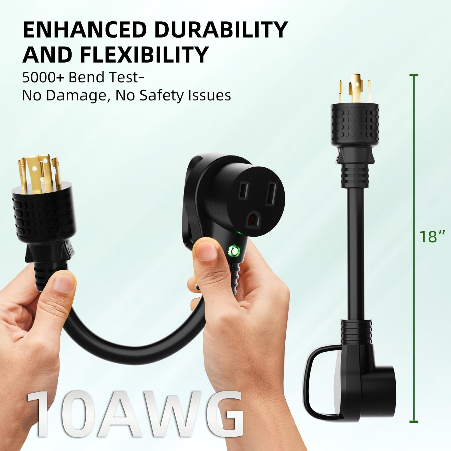 NEMA L14-30P to 6-50R Welder Adapter Cord 1.5FT, 4 Prong 1.5 FT, Black