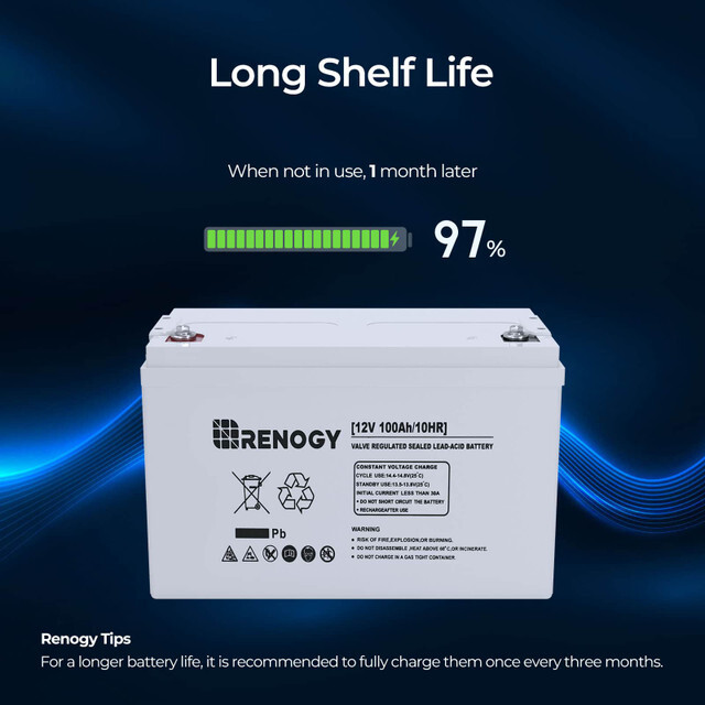 OPEN BOX Renogy 12V 100AH Deep Cycle AGM Battery Rechargable for RV Solar Marine