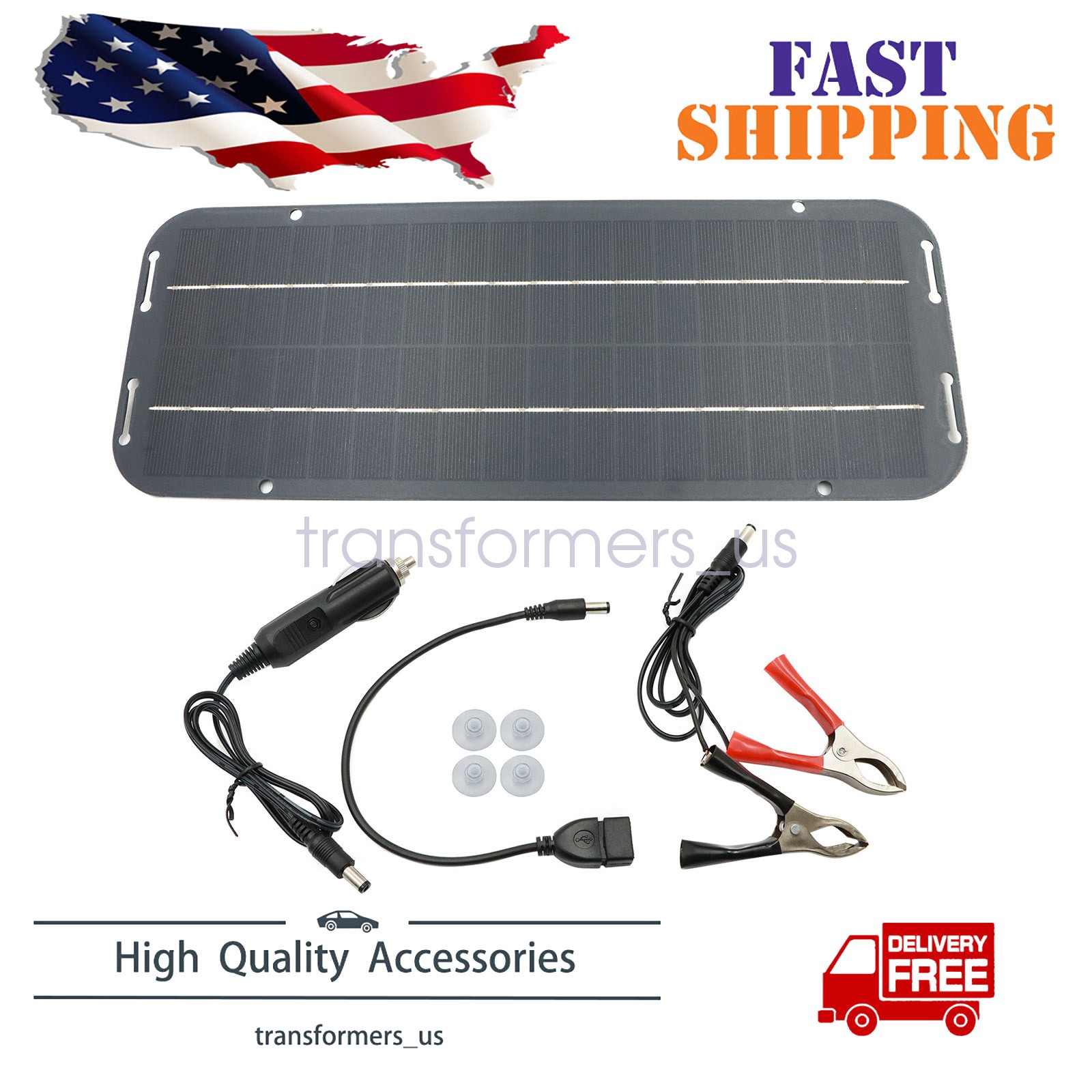 12V Trickle Charger 30W Solar Panel Battery Charger Kit Maintainer Car Boat RV