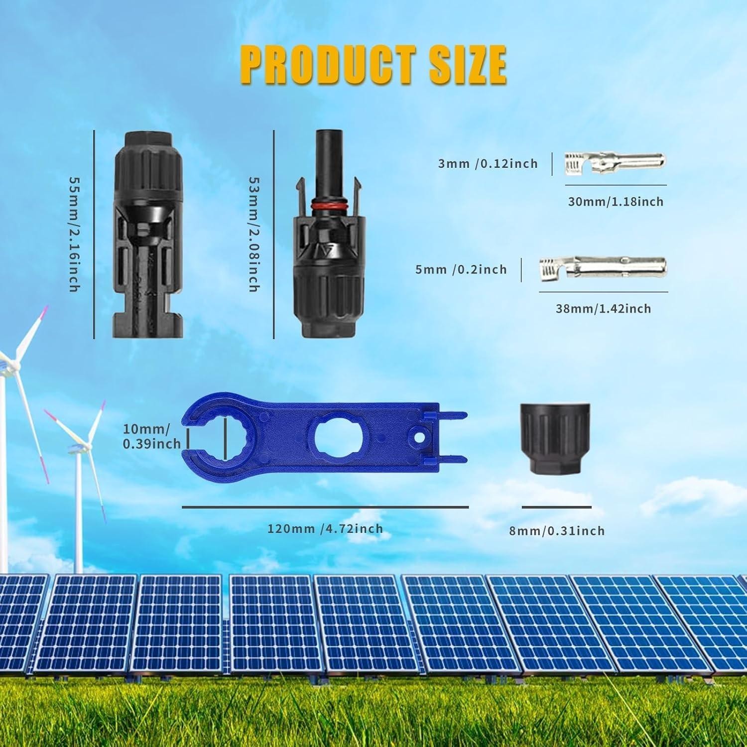 MC4 Y Branch Solar Panel Connector Cable 30A 1 to2 Parallel Adapter Waterproof