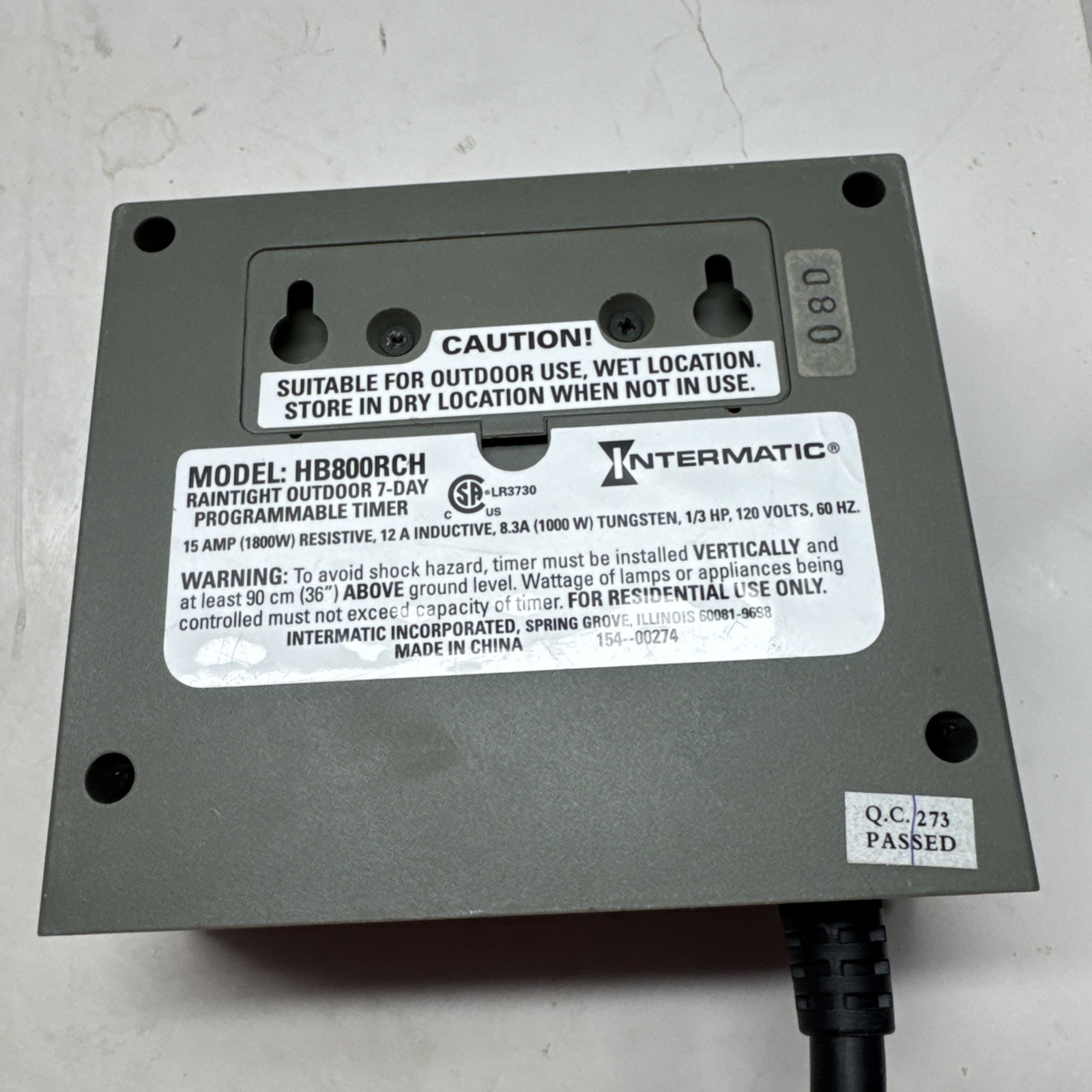 Intermatic HB800RCL Heavy Duty Outdoor Digital Timer 15 Amps 125 Volts