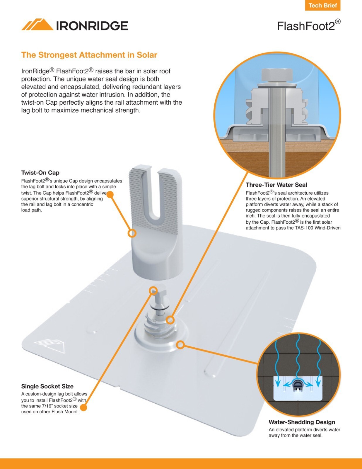 IronRidge FF2-01-M2 Rev B FlashFoot 2 – Mill Finish Roof Mount for Solar Racking