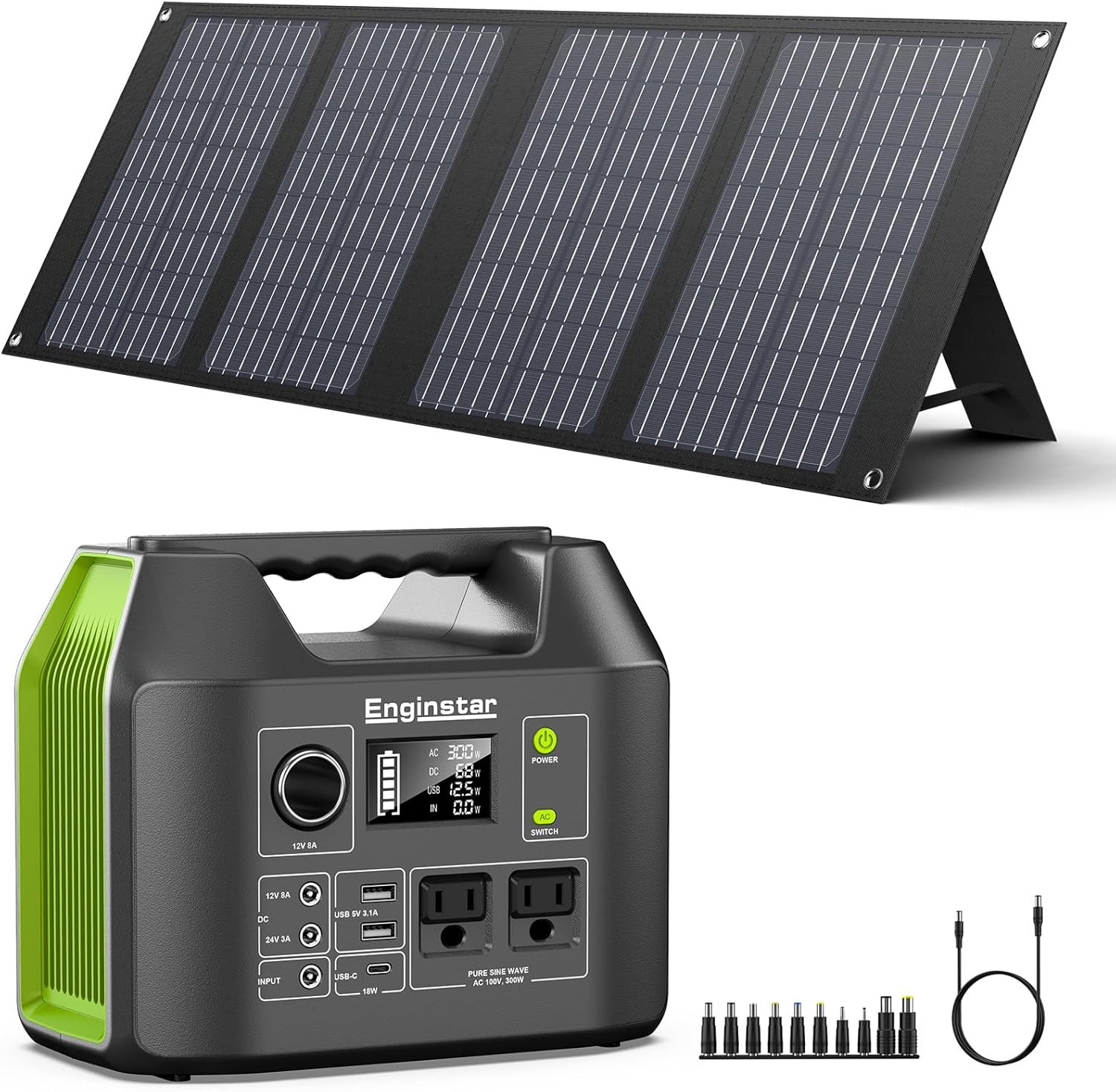 Portable Power Station, 300W 296Wh Battery Bank with 110V Pure Sine Wave AC Outl