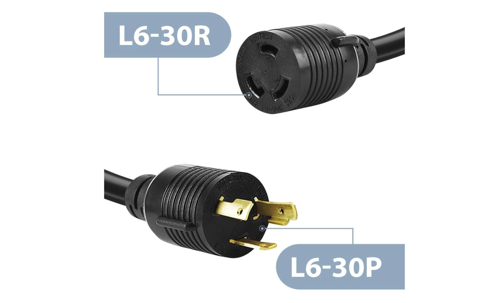 6-30P/L6-30R Heavy Duty Generator Locking Power Cord 7500W,30A,3prong,10FT