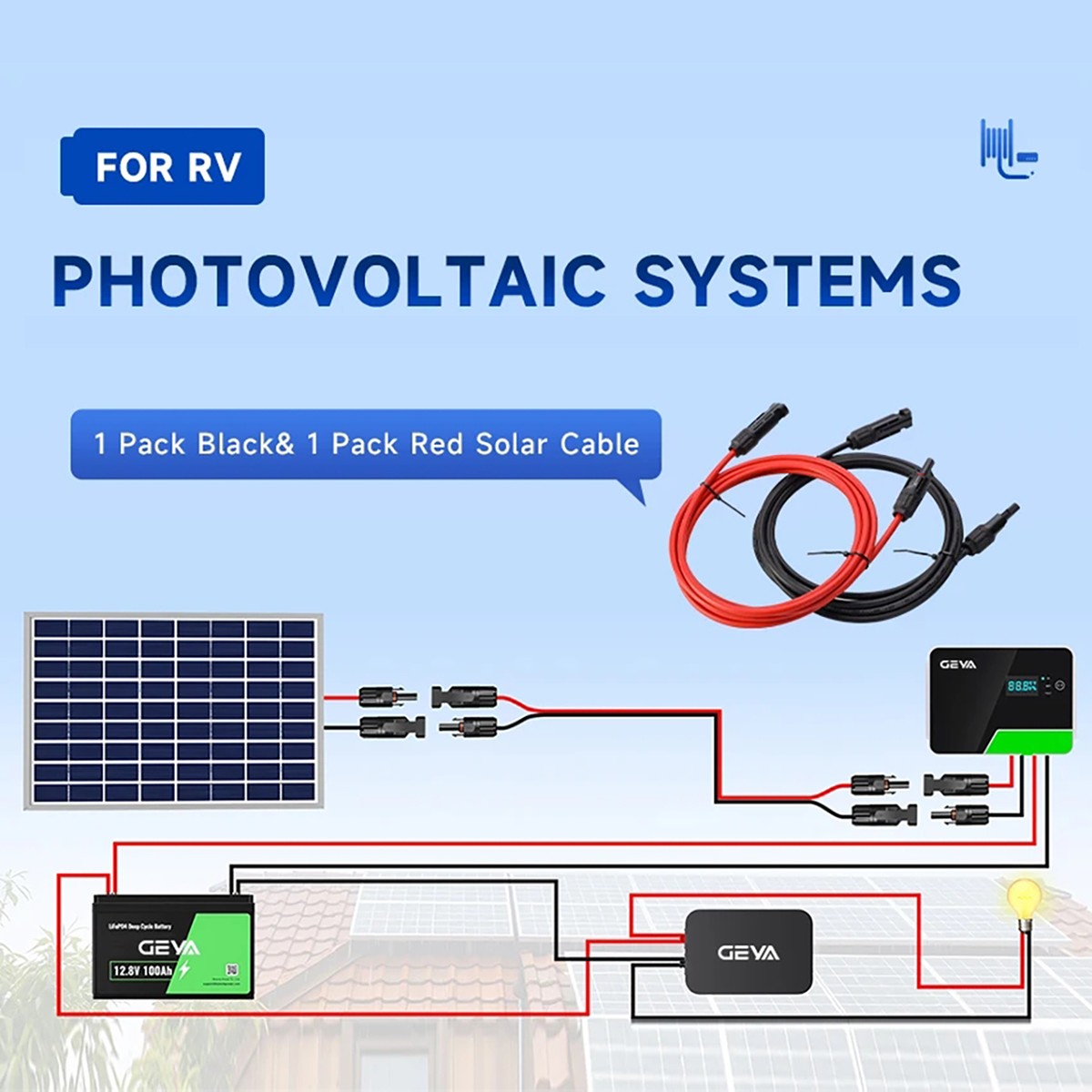 GEYA 10AWG PV Wire Solar Panel Y Branch Solar Panel Extension Cable Connectors
