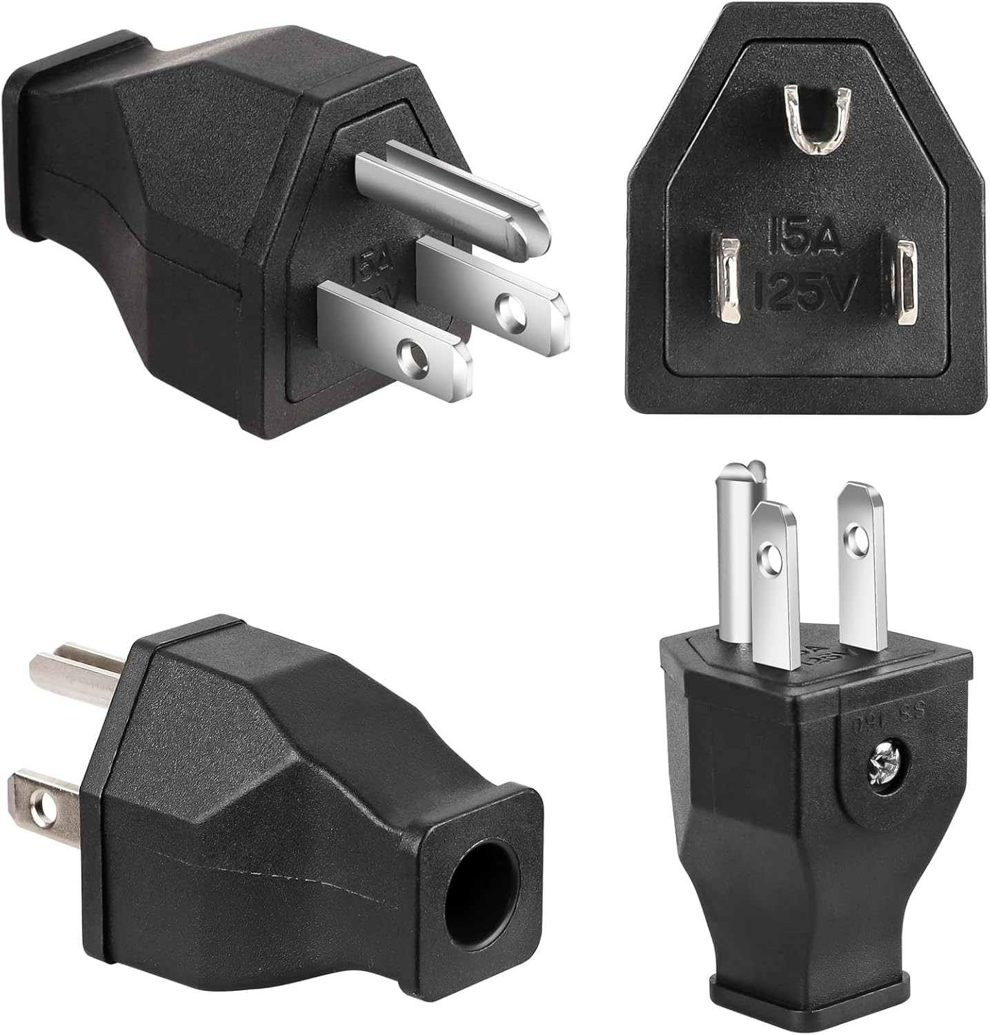 2-Pole, 3 Wire Grounding Plug Male Extension Cord Straight Blade Plug