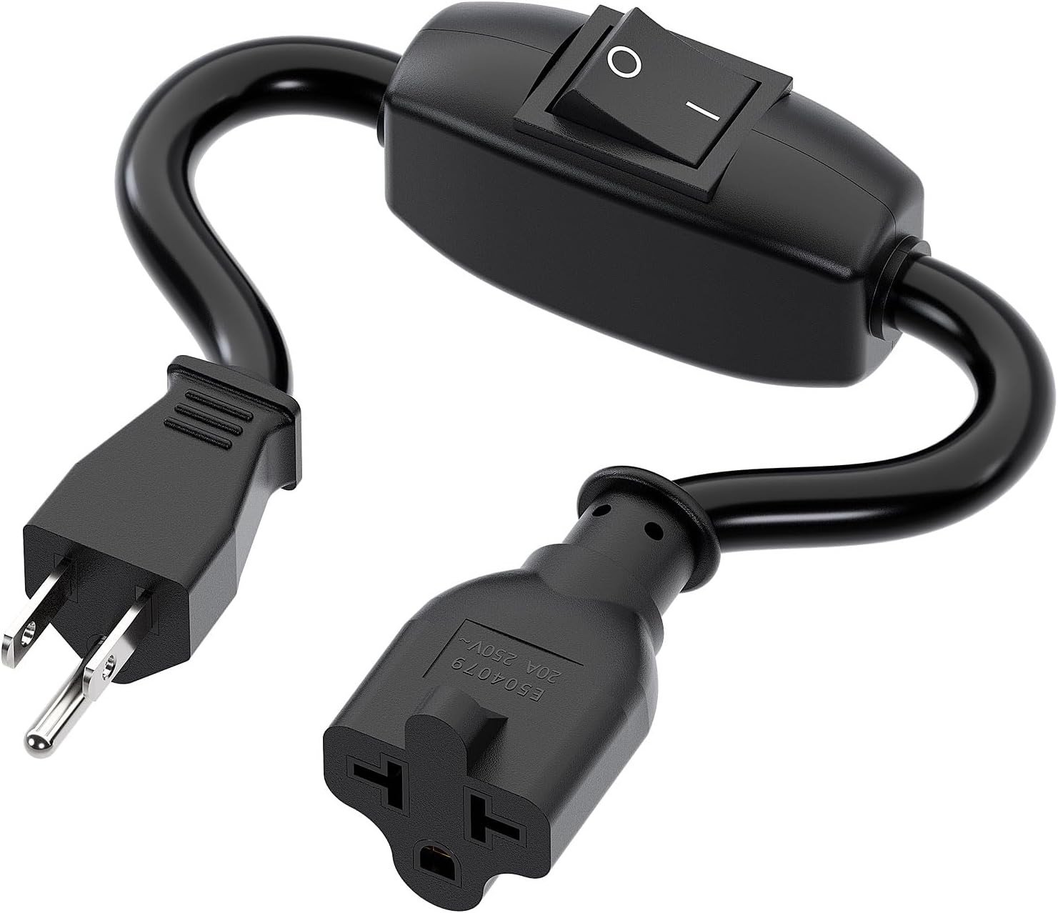 Heavy Duty On/Off Switch Extension Cord 12-AWG 15A Household Plug Male to Female