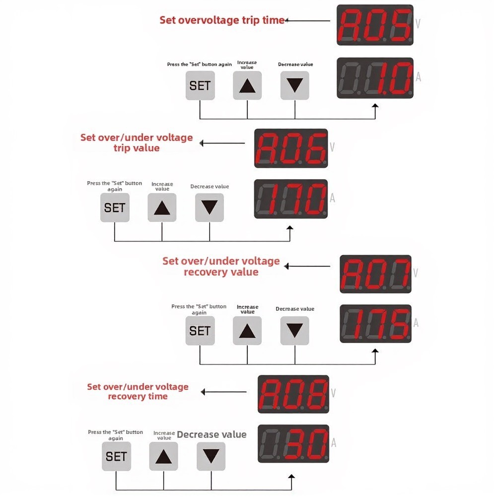 63A Adjustable Voltage Circuit Breaker Overvoltage Protector AC220V 110V