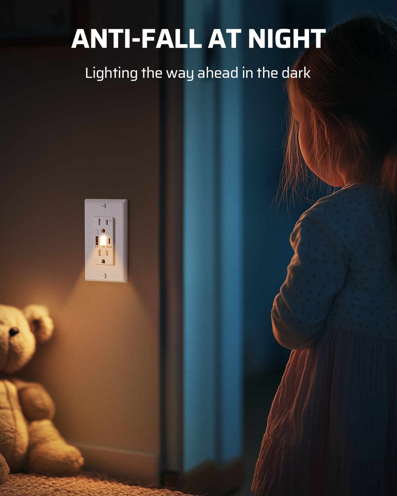 DEWENWILS Wall Outlet USB A+C Ports 5V 4.8A Fast Charging & LED Night Light