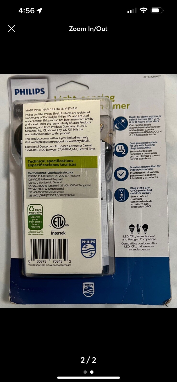 Philips Dusk to Dawn 8/6/4/2hr Countdown Timer Outdoor 2 Outlet Grounded
