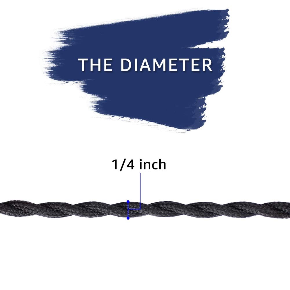 25ft Fabric Cloth Covered Lamp Twisted Wire,PRUNLLA Vintage 18/2 25ft, Black