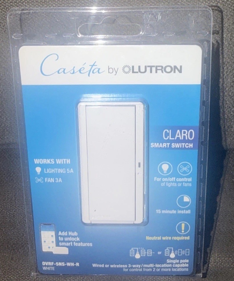 Lutron💡Caseta Smart Lighting Claro White Rocker Light Switch DVRF-5NS-WH-R