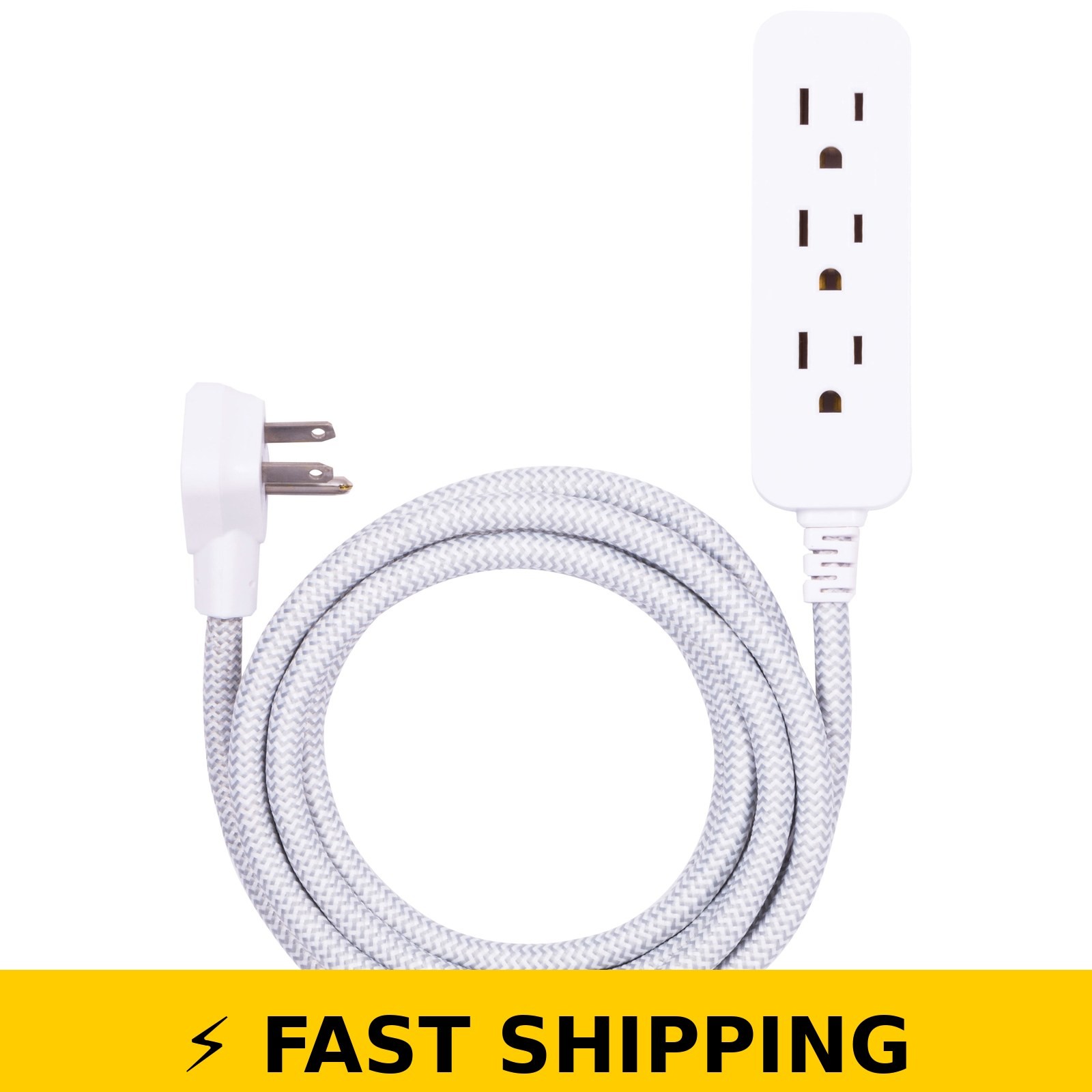 Cordinate 10ft 3-Outlet Extension Cord, Gray