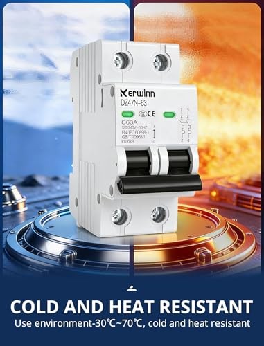 Miniature Circuit Breaker 2 Pole (MCB),120V/240V 50/60Hz AC DIN Rail Mount 32A