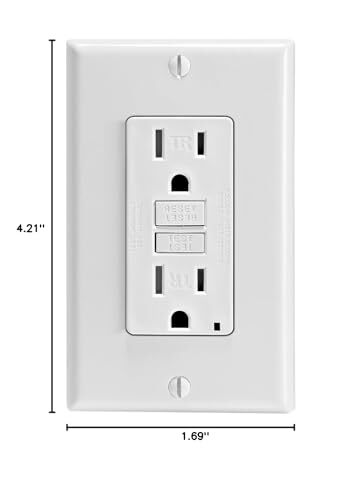 Leviton 15A Self-Test GFCI Outlet White Slim Design Ground Fault Protection